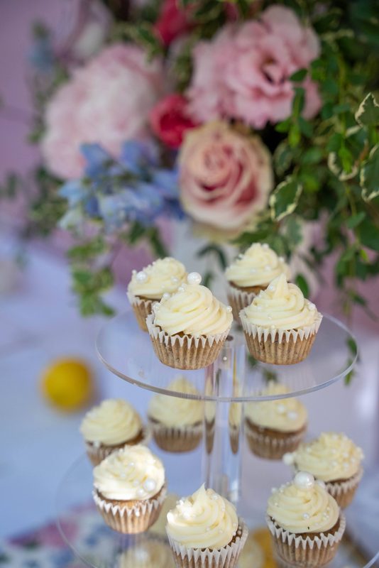 Cupcake tower with garden roses