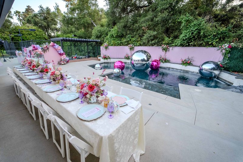 Poolside table, full length