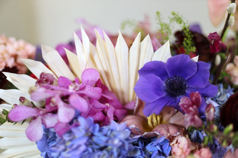 Orchid and anemone detail