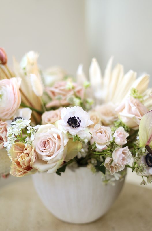 Blush bowl with pampas, vertical