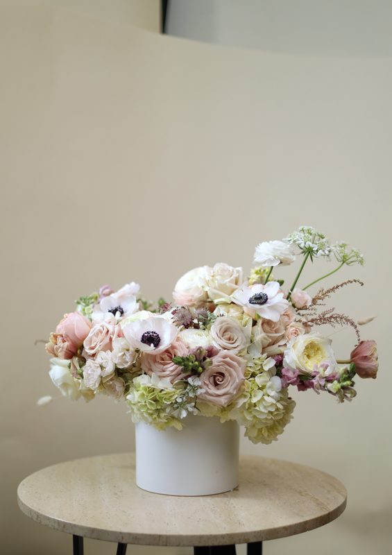 Anemone and rose pot, vertical