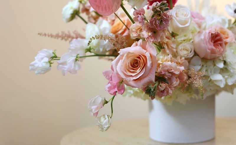 Anthurium and peach, second angle
